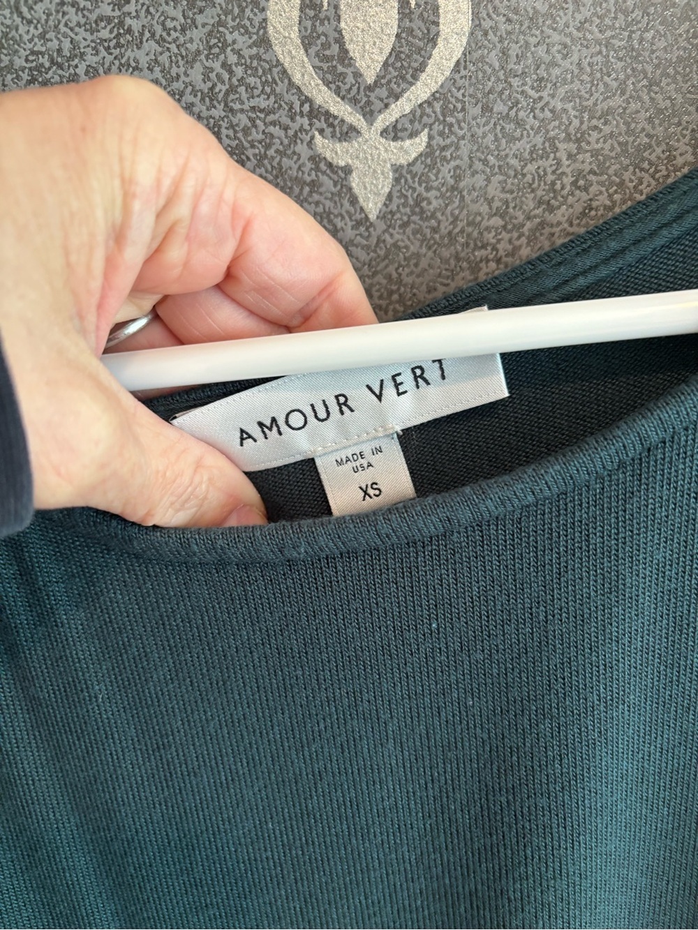 Amour Vert Dark Teal Cold-Shoulder Long Sleeve Top - Picture 2 of 4